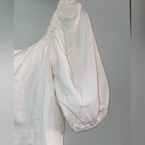 Puff sleeve ivory top size xs linen blend NWT new - Picture 4 of 10